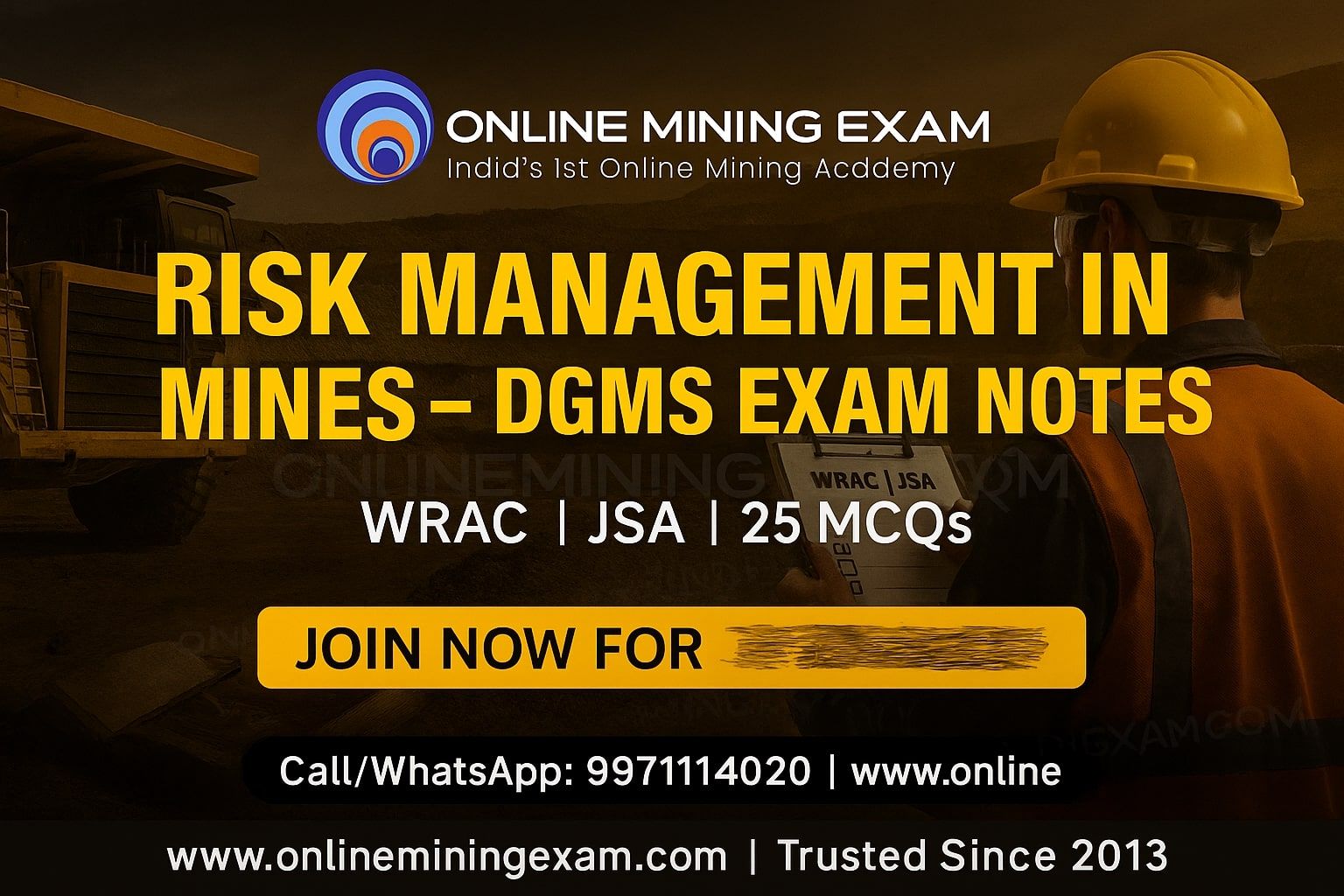 Risk Management in Mines – WRAC & JSA Explained for DGMS Exam