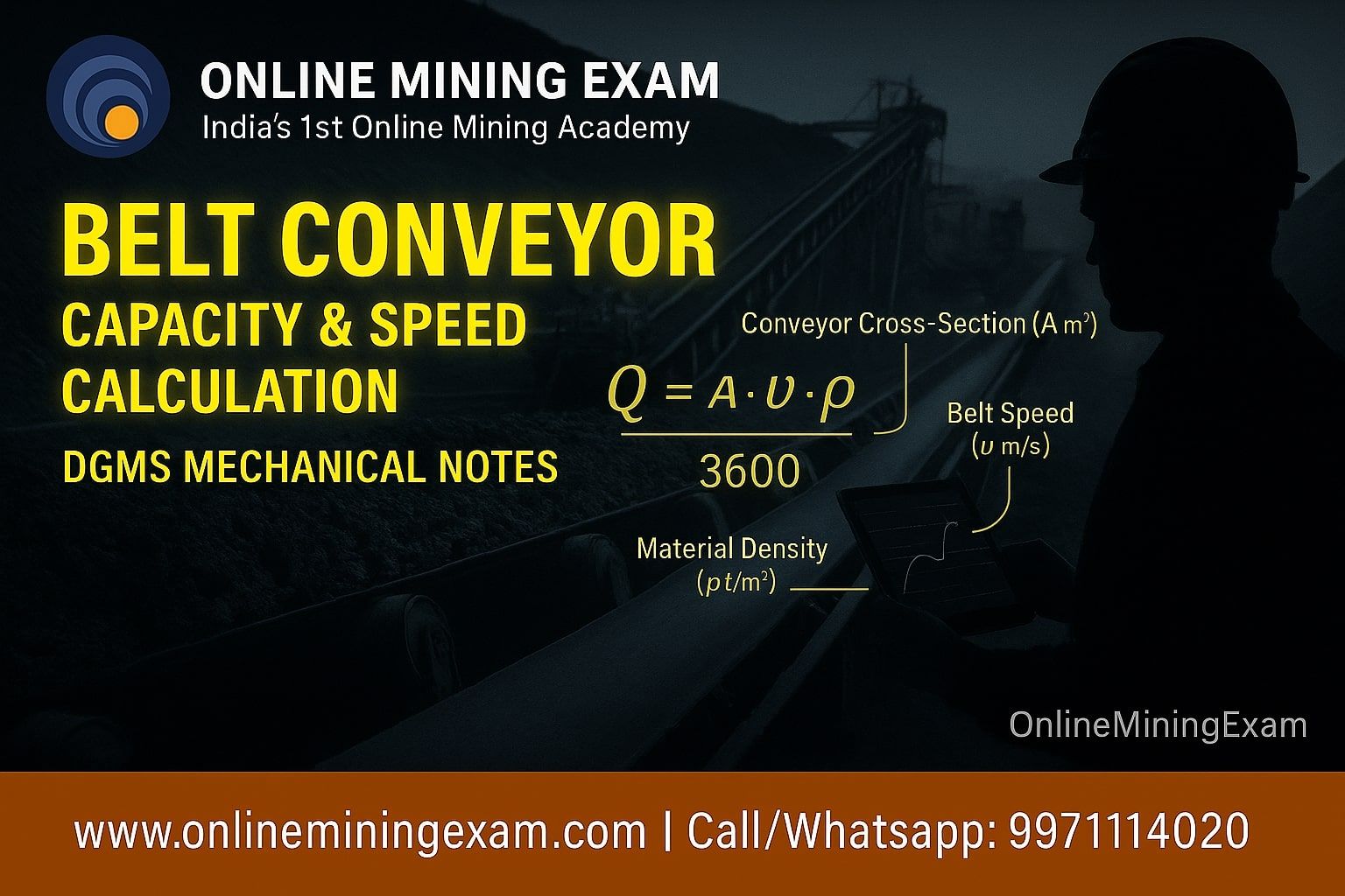 Belt Conveyor Capacity & Speed Calculation | DGMS Mechanical Notes